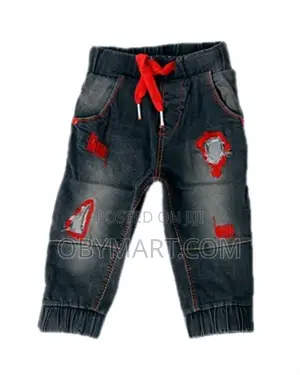 Zara Boys Unique Black Jean Trouser With Red Design