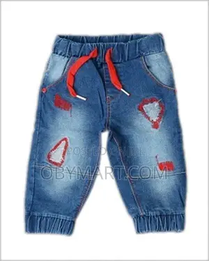 Zara Boys Unique Blue Jeans Trouser With Red Design