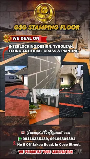Stamping Concrete Floor Designs,Interlocking, Painting and Tyrolean
