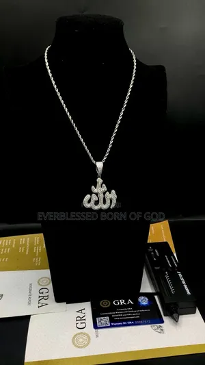 VVS Moissanite Diamond Allah Pendant and Neck Chain Available in Store