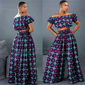 Off Shoulder Crop Top and Wide Leg Trousers Ankara