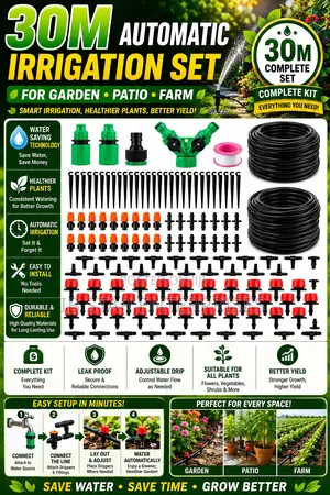 Enjoy Healthier Crops Greener Lawns With 30m Automatic Watering Kits