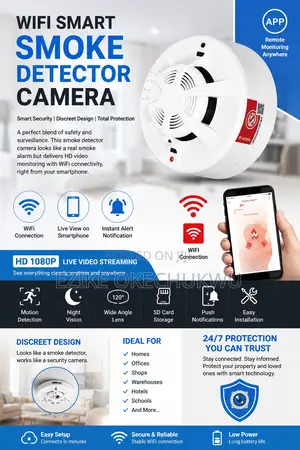 Wifi Smart Smoke Detector Camera , Lookcam App
