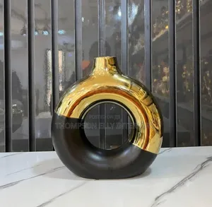 Dual Tone Ceramic Donut Vase