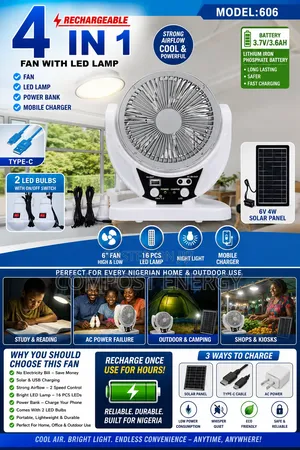 Desk/Table Powerbank Fan With Bulbs