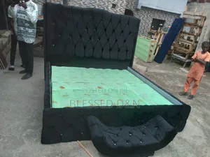 6/6 High Black Paded Bed Frame