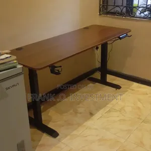Electric Sit-Stand Desk With Wooden Desktop