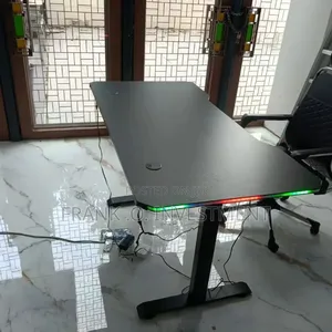 Electric Adjustable Desk With Side RGB Display - Black