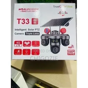 T33 Triple Lens 4g Solar Powered Outdoor Security CCTV Camera Big Len