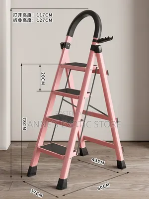 Heavy Duty 4-Step Foldable Steel Ladder With Safety Handrail