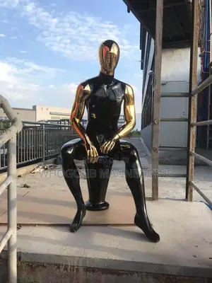 Seated White Gold Full Fibreglass Male Mannequin