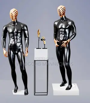 Full Fibreglass Male Mannequin Spider v Face Glossy Black N Rose Gold