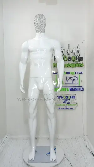 Dimkpa Male Mannequin Glossy White With Diamond Studs Wire Net Head
