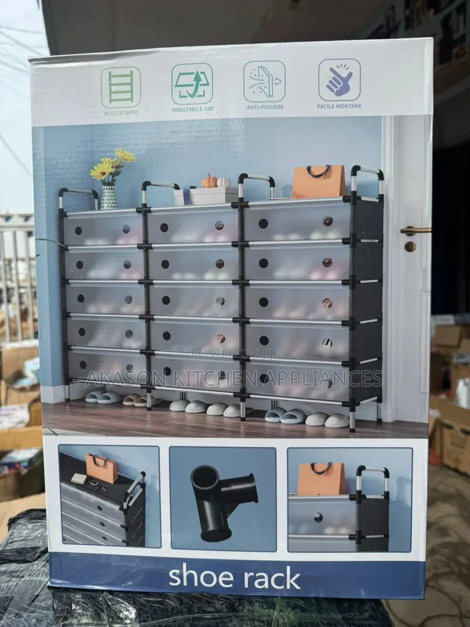 3 Compartment Covered Shoe Rack