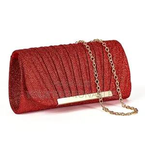 Burgundy/ Wine Pleated Party Clutch Purse