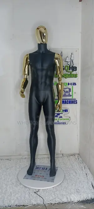 Prosthetic Adjustable Hands Matte Black Gold Male Mannequin