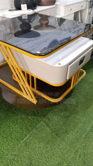 Glass and White Center Table 2 in 1 With Drawers