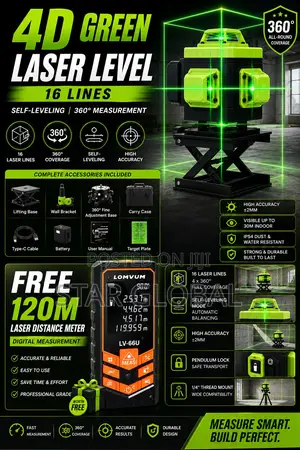 16-Line Self-Leveling Laser + Free 120m Distance Meter — Limited Offer
