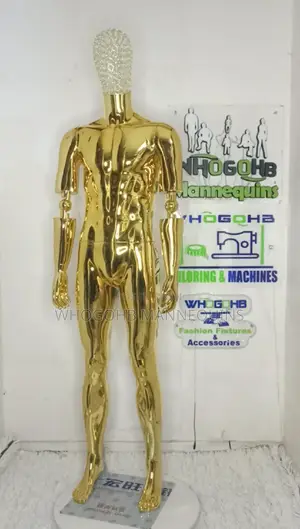 Prosthetic Adjustable Hands Chrome Gold Male Mannequin With Net Head