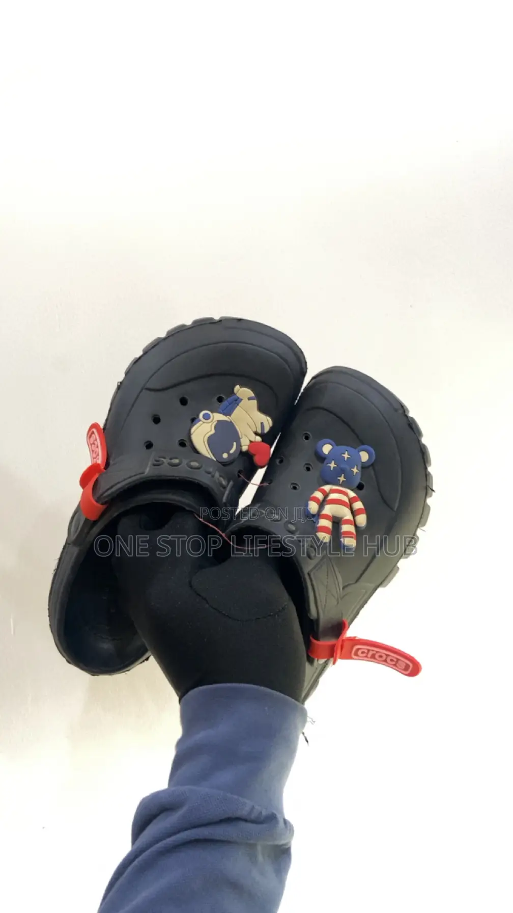 Original Black Crocs Clogs With Decorative Jibbitz