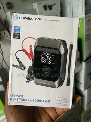 Powerology Inflate Boost Car Jump Starter and Tire Pump 10000mah