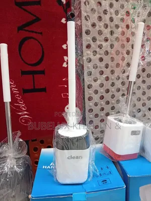 Luxury Silicone Toilet Brush With Stand| White Black | No-Slip Base