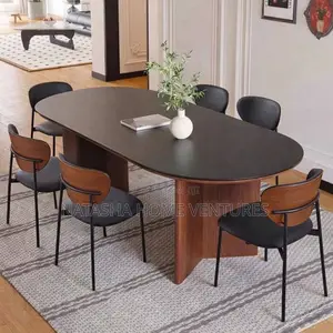 6-Seater Oval Dining Table Set With Rattan-Back Chairs