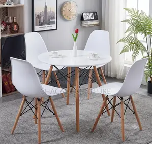 Premium Modern 5-Piece Dining Set (Round Table + 4 Eames Chairs)