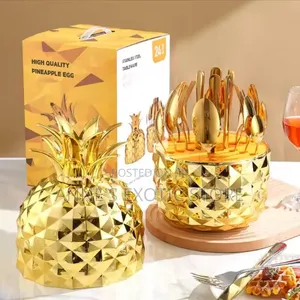 24pcs Luxury Gold Pineapple Stainless Steel Cutlery Set