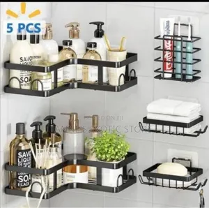 5pcs Wall Mounted Bathroom Shower Caddy Corner Organizer Set