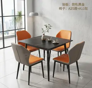 Premium 5-Piece Marble-Top Dining Set (Square Table + 4 Luxury Chairs)