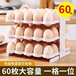 60-Egg Foldable 3-Tier Storage Rack for Fridge Kitchen