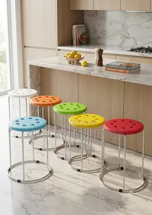 Premium Colorful Stackable Kitchen Stools (Chrome Legs)