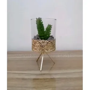 Unique Planter With Golden Stand.