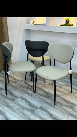 Modern Padded Dining Chair – Leatherette Seat Metal Legs