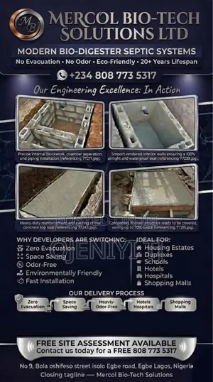 Modern Bio-Digester Sewage System - Zero Evacuation Odor-Free