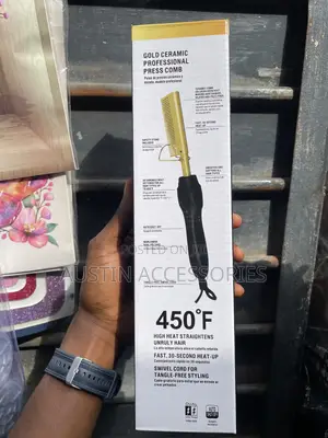 Gold Ceramic Professional Press Comb - High Heat Hot Comb
