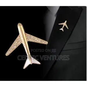 Enamel Rhinestone Airplane Brooch Pin