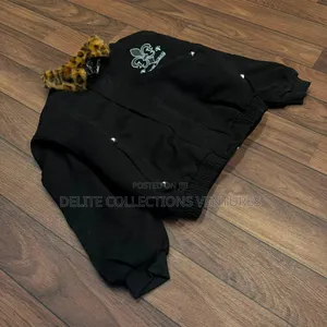 *Ayla Bomber Jacket W Leopard Print Faux Fur Collar* *M-Xl*