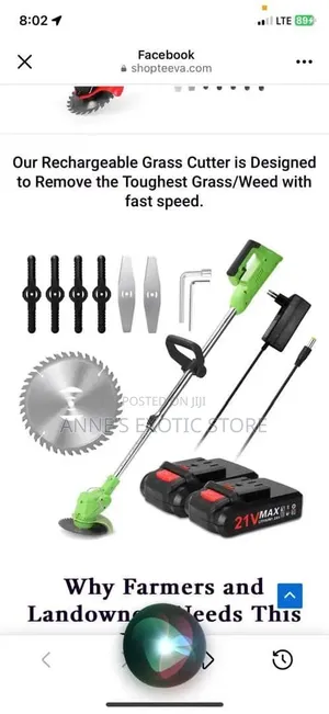 Cordless Rechargeable Grass Cutter With 2 Batteries Blades