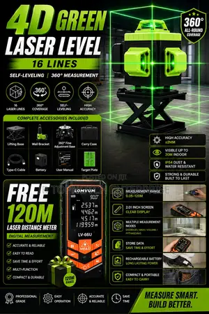 Next Level Project With 16 Line Laser Level Free 120m Distance Meter