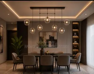 Linear 8-Globe Clear Glass Chandelier