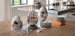 24-piece Egg Shape Stainless Steel Cutlery Set With Storage Case