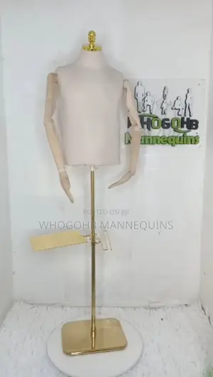 Dick Wooden Half Body Male Dressform Mannequin With Gold Accessories