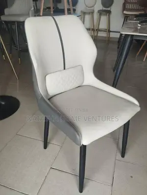 Modern Dining Chair With Lumbar Cushion Bi-Color Leather Upholstery