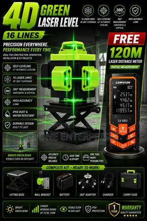 Finish Faster With 16 Lines Laser Level Free 120m Distance Meter