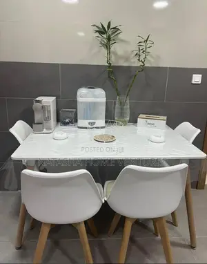 Rectangular Dining Table With White Tulip Chairs — 4-Seater Set