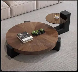 Round Smoked Glass Coffee Table Withstorageshelfmatching Sidetable Set