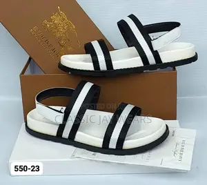 White Classic Sandal With Black Touch
