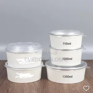 Disposable White Paper Bowl... 50pcs White And Brown 1000ml, 750ml